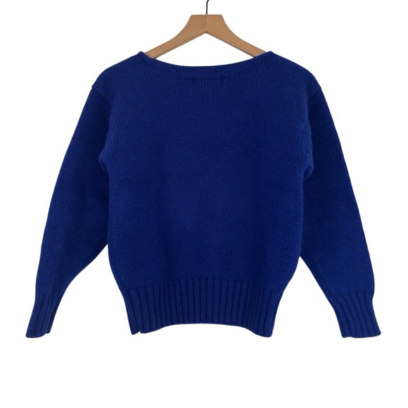 Vintage Ralph Lauren 100% Wool Knit Navy Blue Pullover Sweater Logo Crest - Picture 7 of 7